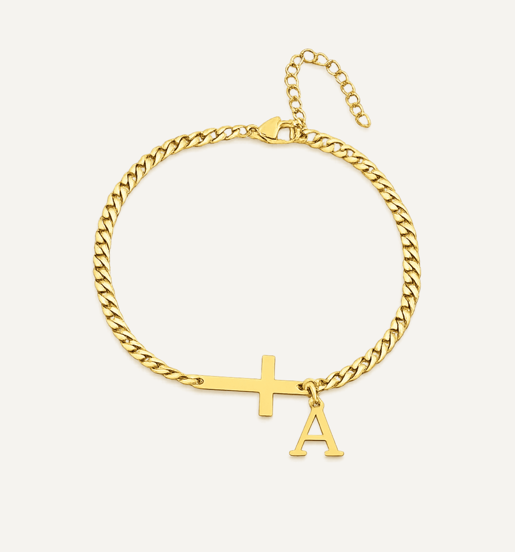 Armband mit Kreuz & Initiale