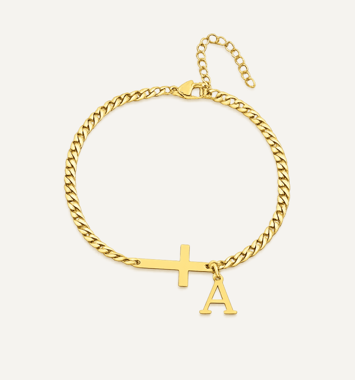 Armband mit Kreuz & Initiale