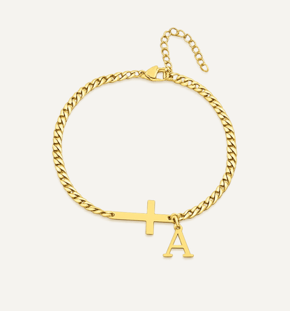 Armband mit Kreuz & Initiale