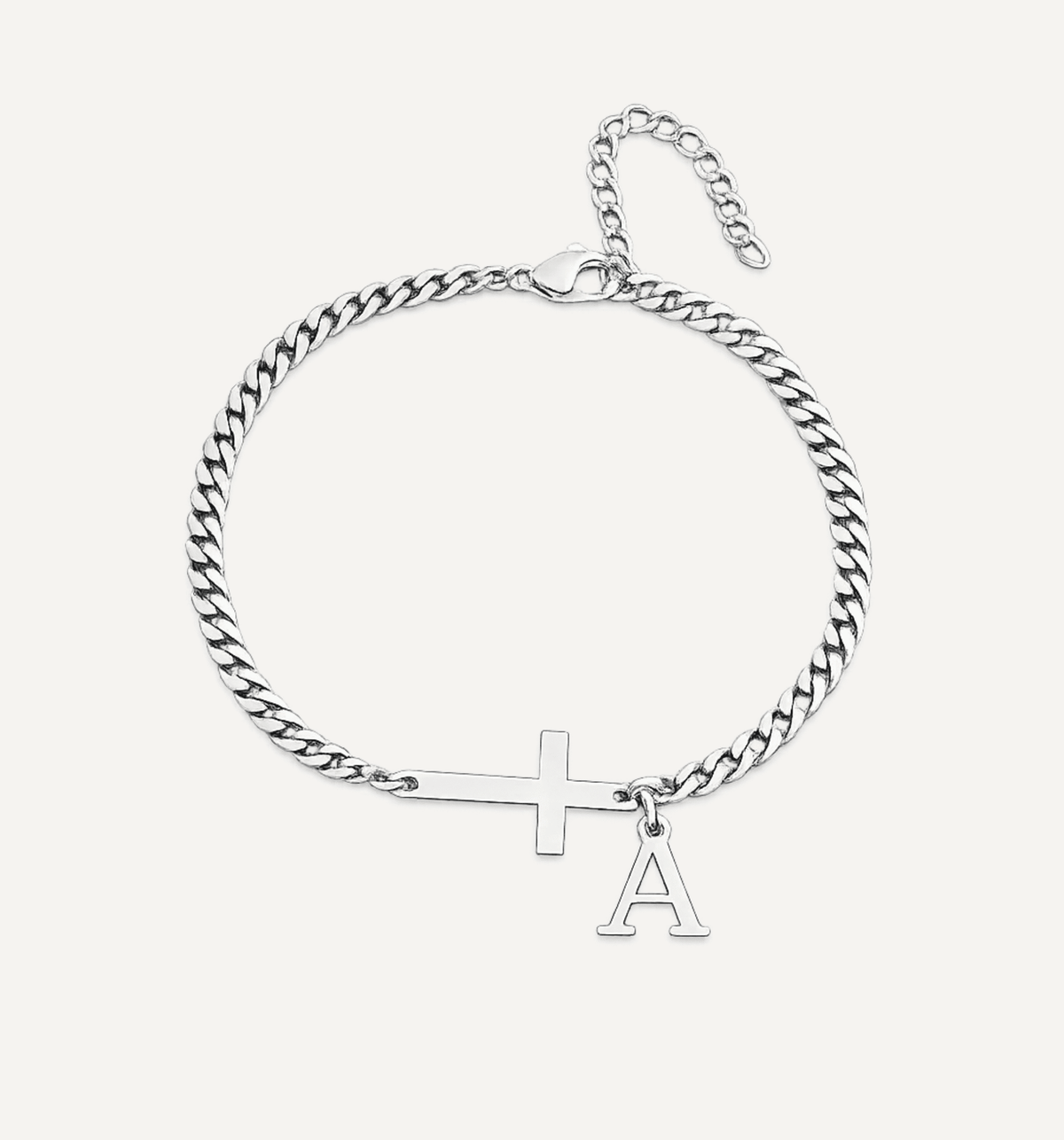 Armband mit Kreuz & Initiale