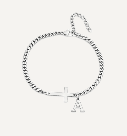 Armband mit Kreuz & Initiale